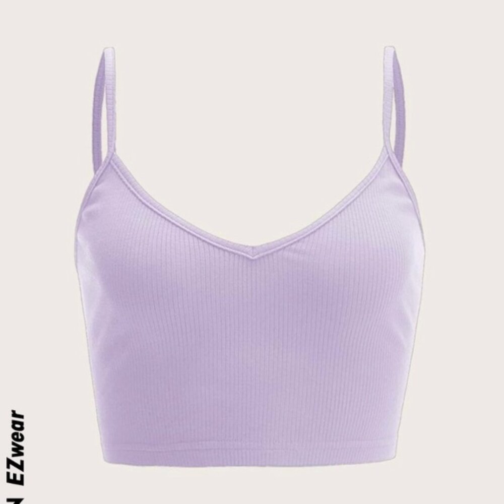 SHEIN Solid Rib-Knit Cami Top, Mauve Purple, S(4)
